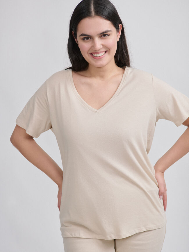 CAMISETA CUELLO PICO Hielo