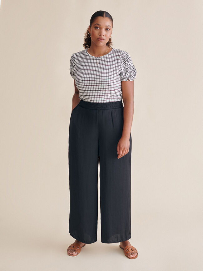 Pantalón palazzo satén Negro