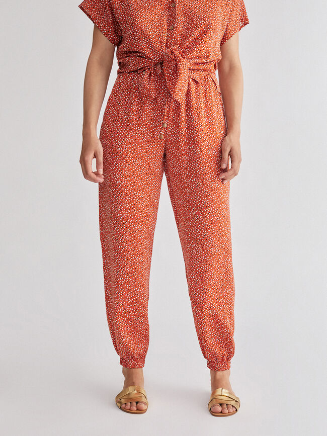 Pantalón detalle goma en bajo Naranja quemado