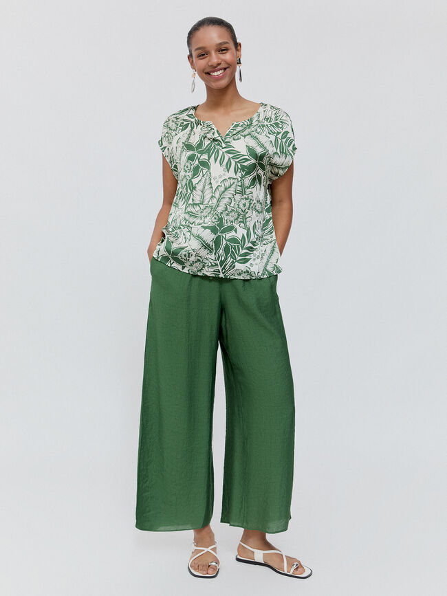 blusa saten estampada Kaki