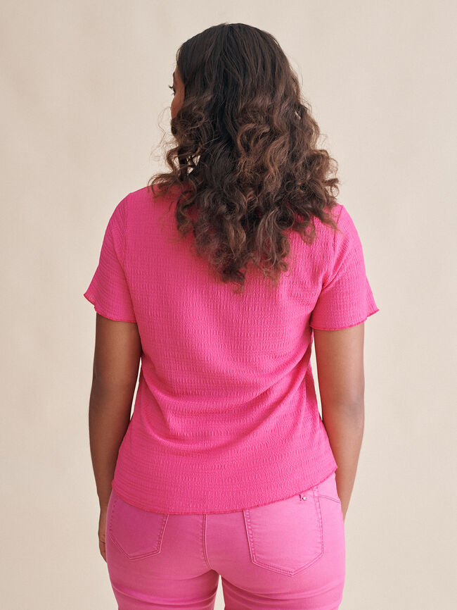 camiseta básica plisada Fucsia Claro