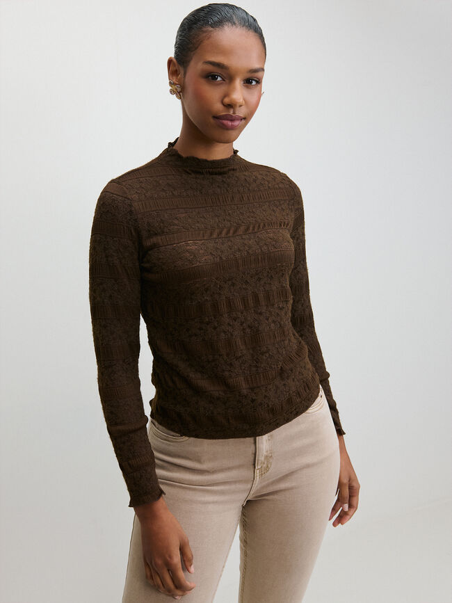CAMISETA LACE MANGA LARGA Marron