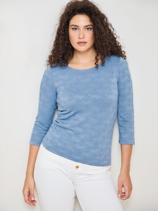 CAMISETA DETALLE TEJIDO Azul Chambray image number null