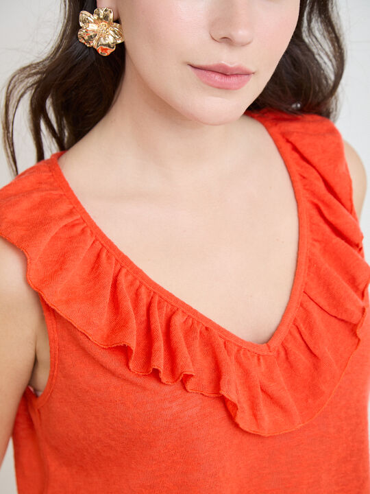 TOP CUELLO VOLANTE Rojo Pimenton image number null