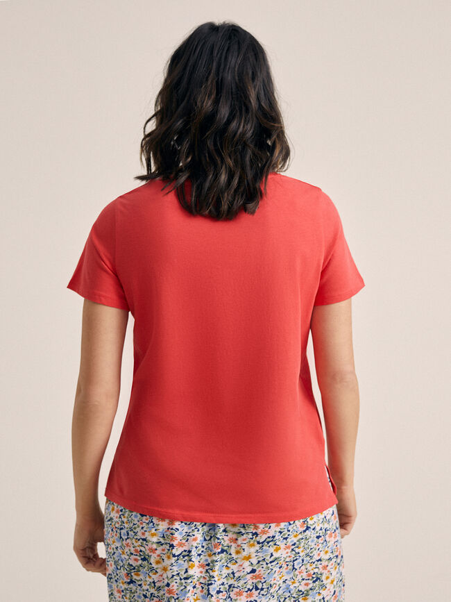 Camiseta mensaje 100% algodón Coral