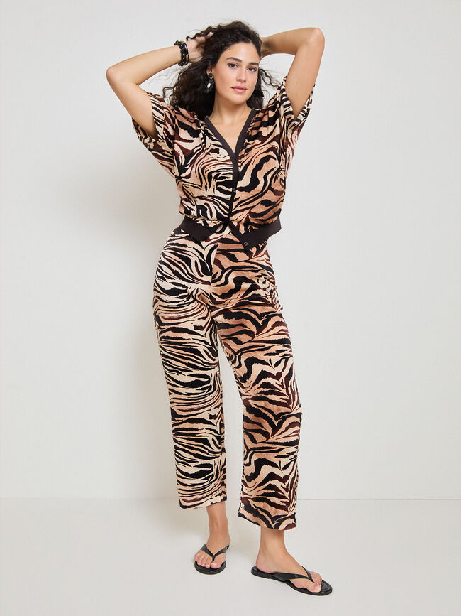 PANTAL&Oacute;N ESTAMPADO CONJUNTO Camel