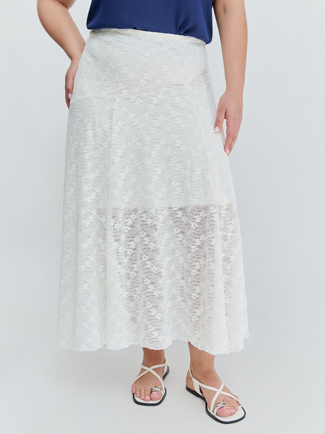FALDA ASIMETRICA ENCAJE Blanco Optico