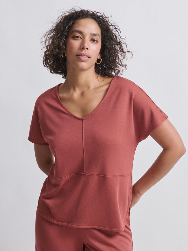 CAMISETA BAJO REDONDEADO Marron/Naranja