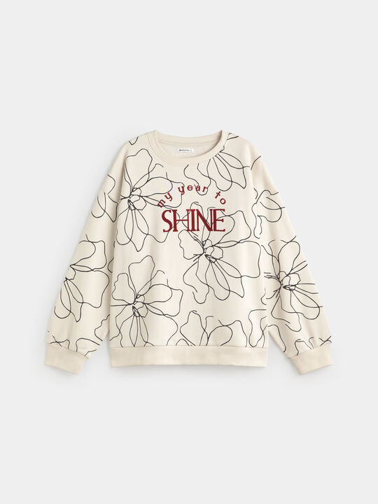 SUDADERA BICOLOR MENSAJE Beige image number null