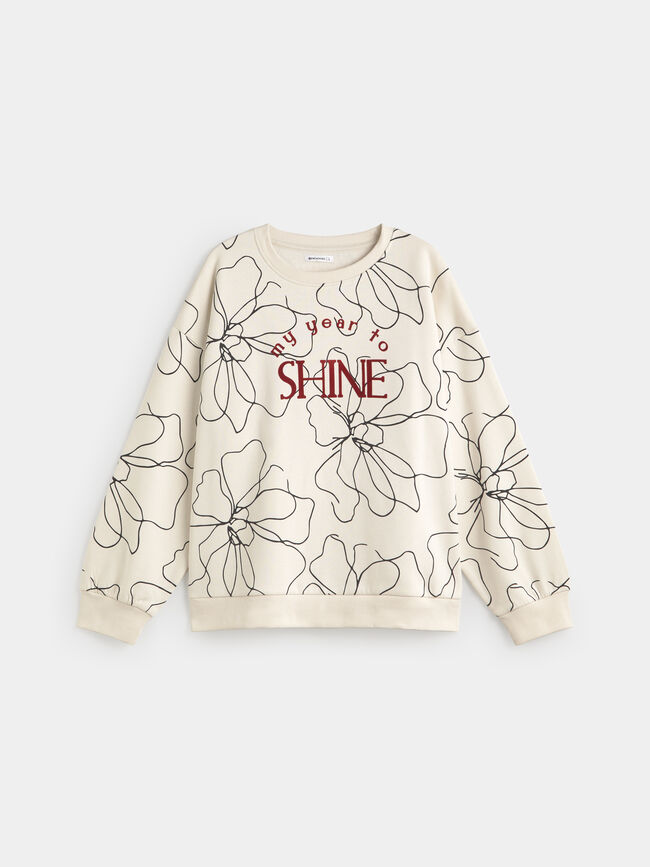 SUDADERA BICOLOR MENSAJE Beige