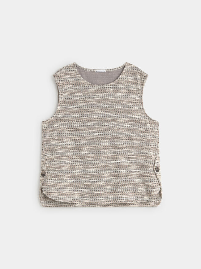 CHALECO TEXTURA BOTON Crudo