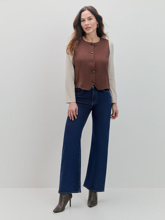 CHALECO BOTONES PEQUE&Ntilde;OS Marron Medio image number null