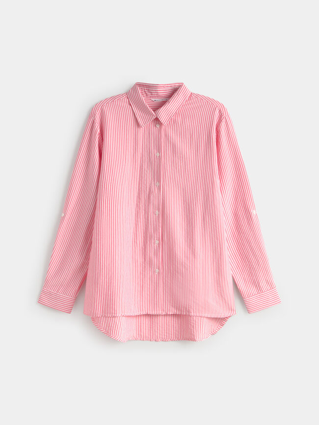 CAMISA RAYAS BOLSILLOS Rosa