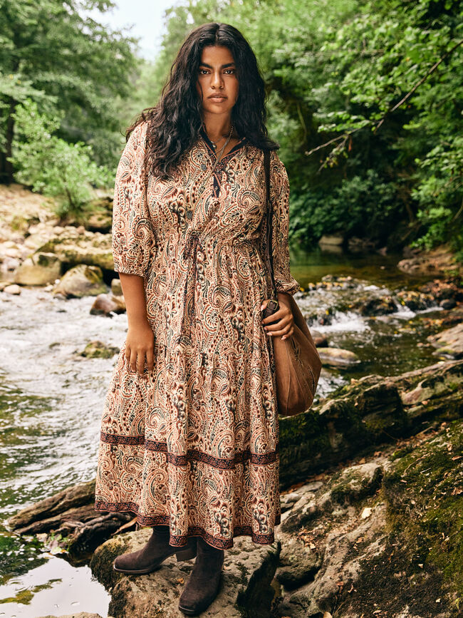 VESTIDO ESTAMPADO Crudo