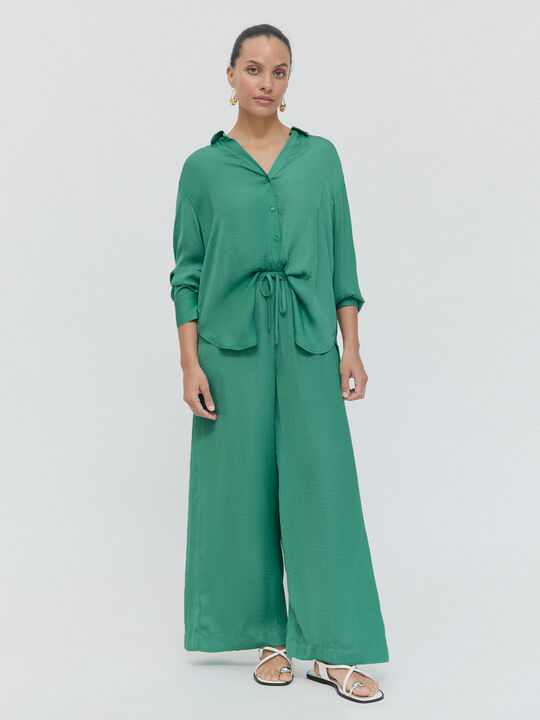 PANTALÓN ANCHO CORDÓN Verde Pino image number null