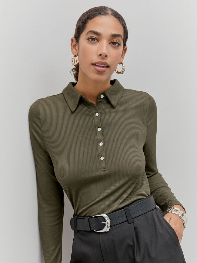 CAMISETA CUELLO POLO verde militar
