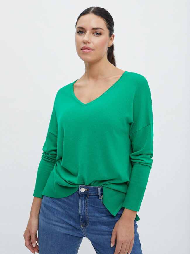 JERSEY CUELLO PICO VERDE OPALO