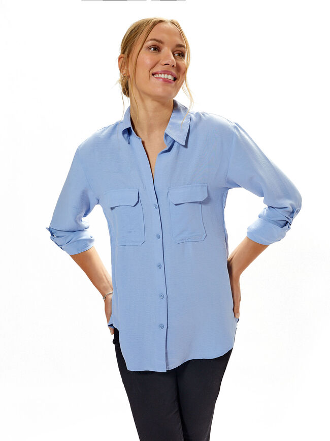 Camisa con bolsillos Azul Claro 2