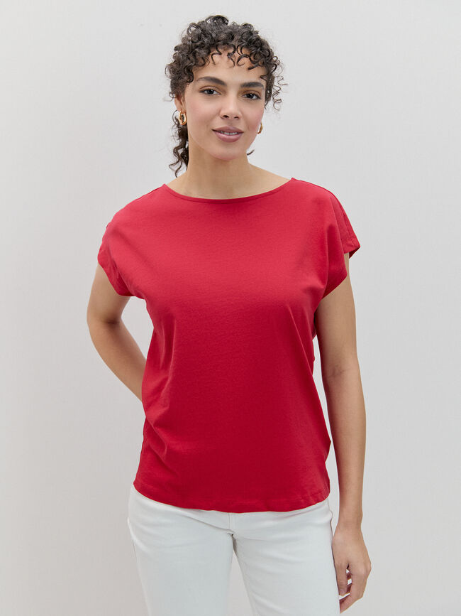 CAMISETA HOMBRO CAIDO Rojo