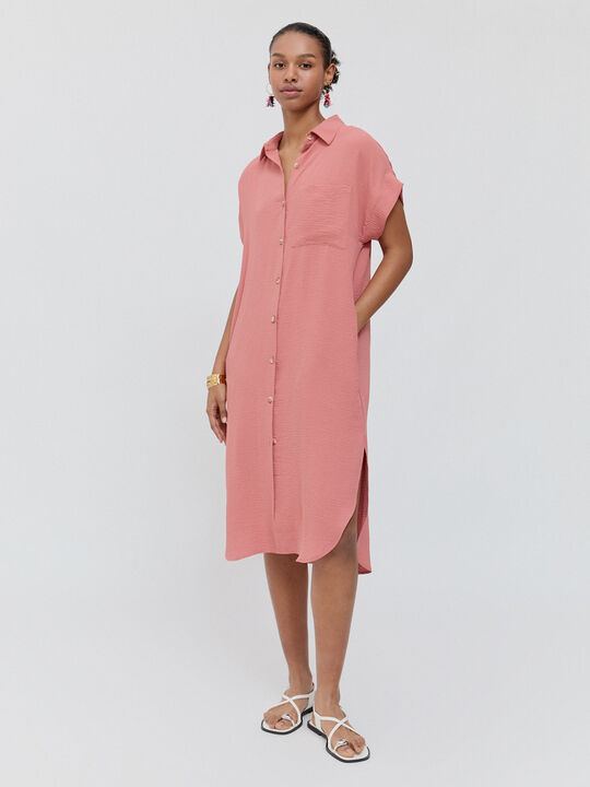 VESTIDO CAMISERO MIDI Rosa Polvo image number null