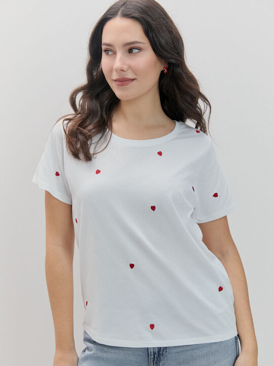 CAMISETA MINI CORAZONES Blanco Optico image number null