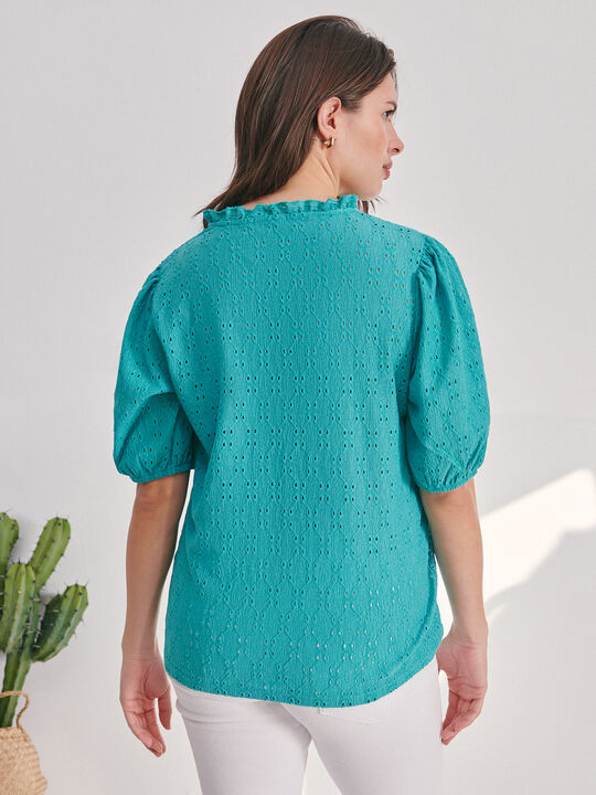CAMISETA CON FORNITURA Turquesa image number null