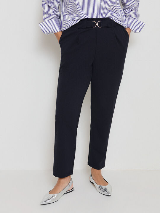 PANTALON DETALLE CINTURA Azul Marino image number null