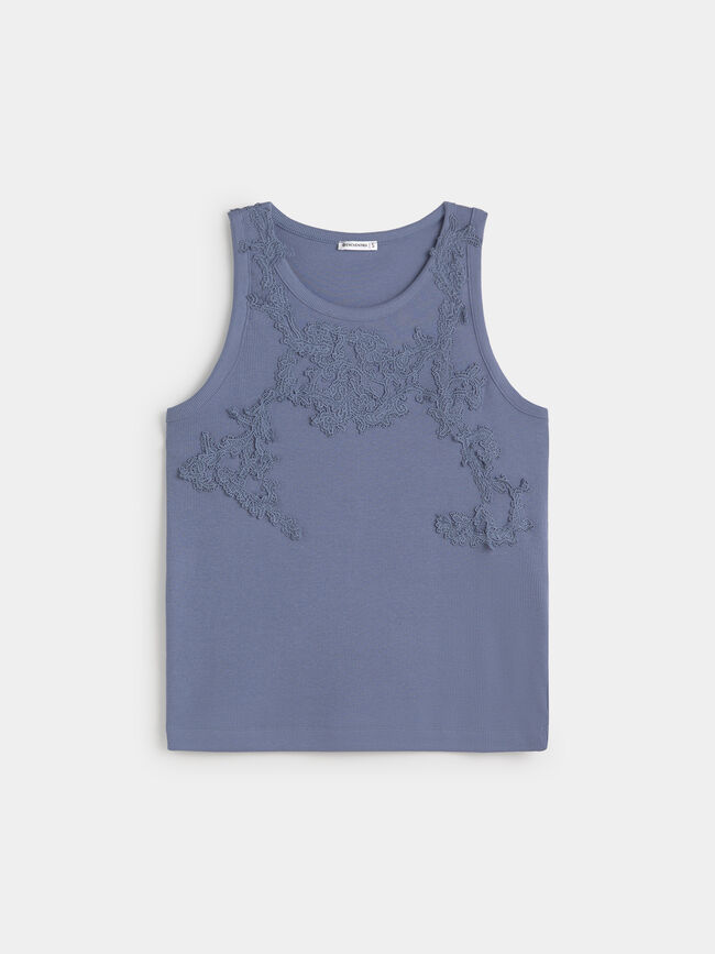 TOP DETALLE PARCHE Azul Grisaceo