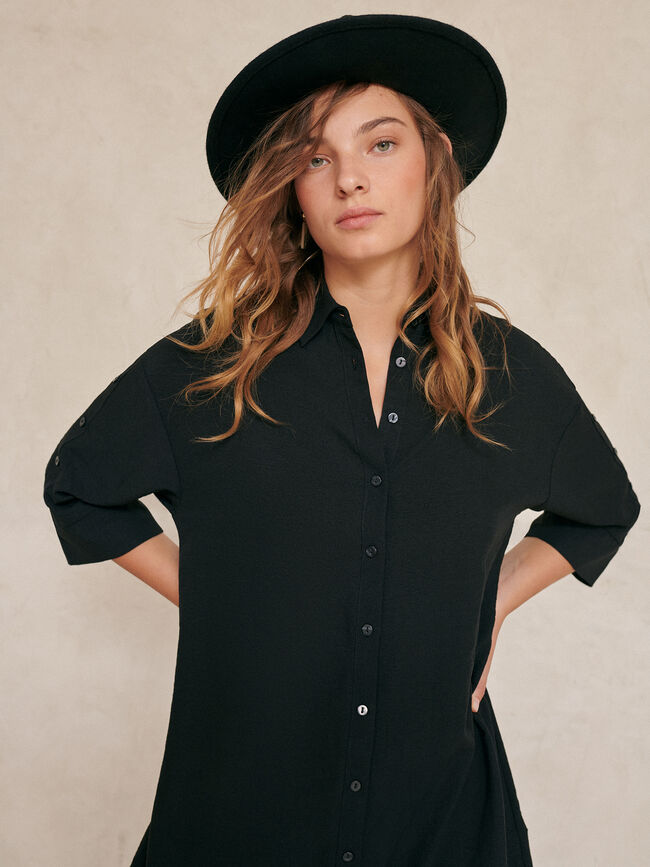 Vestido detalle botones manga Negro
