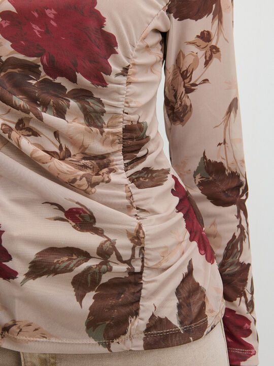 CAMISETA MESH FLORES DRAMA Estampado 1 image number null