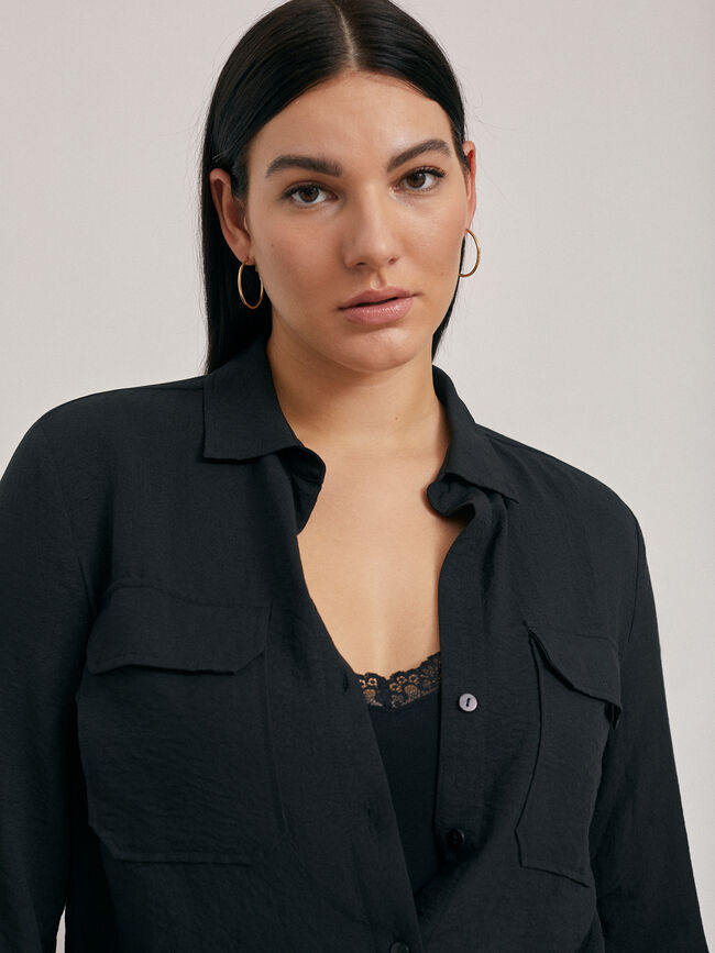Camisa con bolsillos Negro