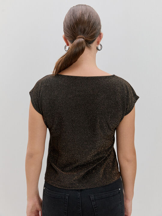 CAMISETA DETALLE BRILLO Marron image number null