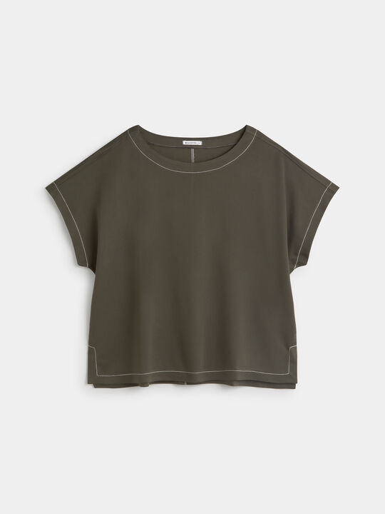 CAMISETA PESPUNTES kaki oscuro image number null