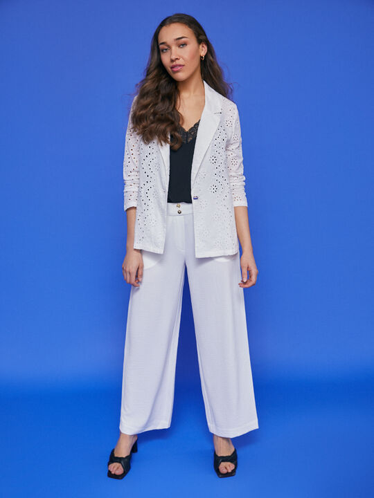 Pantalón ancho fluido Blanco Hueso image number null