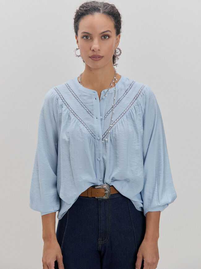 BLUSA CANESÚ PUNTILLA Azul Bebe