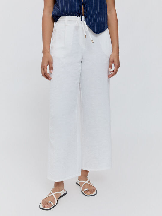 PANTALON ANCHO FLUIDO Blanco Optico image number null