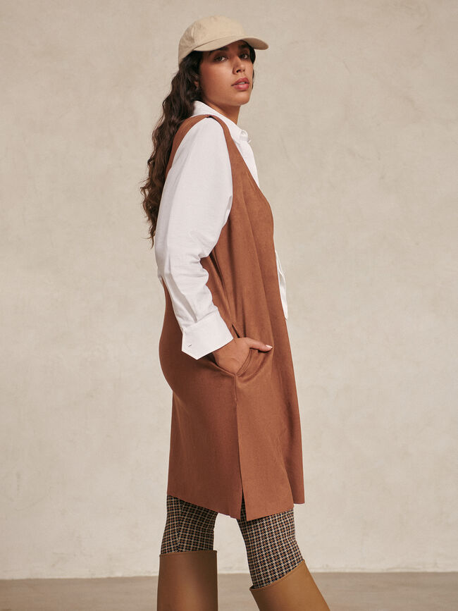 Chaleco boho antelina Marron Claro