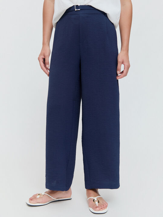 PANTALON ANCHO FLUIDO Azul Marino image number null