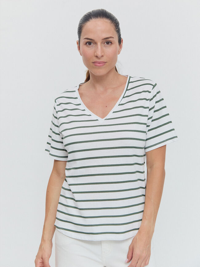 CAMISETA CUELLO PICO Rayas 1