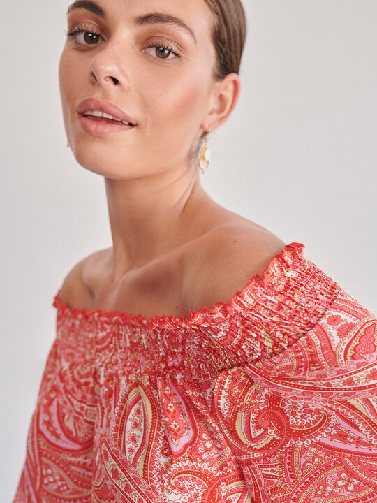 Vestido estampado paisley naranja tangy image number null