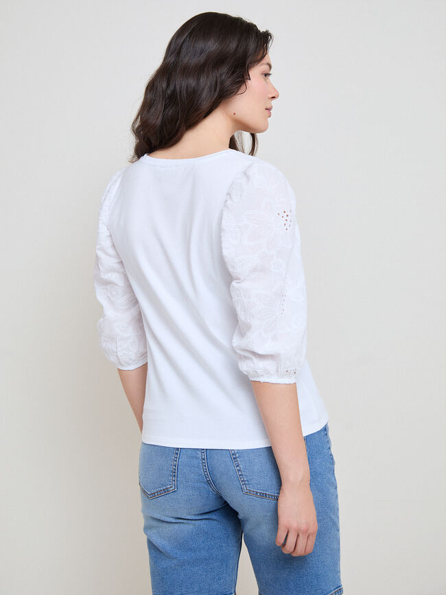 CAMISETA MANGA VOLANTE Blanco Optico