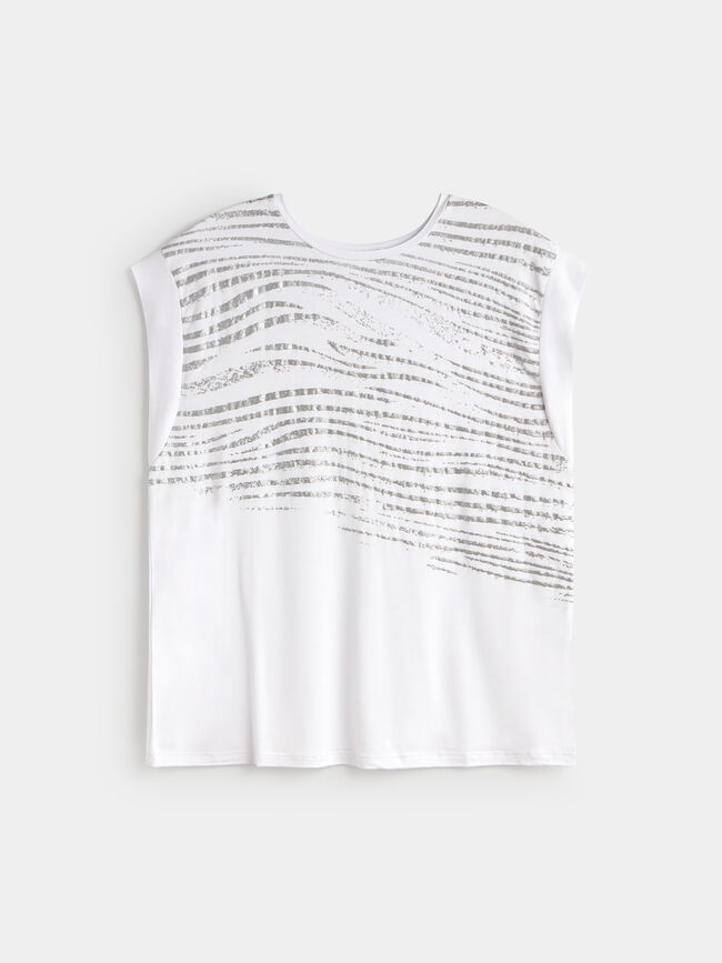 CAMISETA RAYAS PLATEADAS Blanco Optico