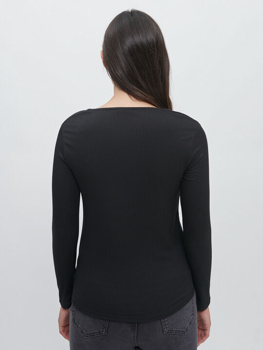 CAMISETA CANALÉ FRUNCIDO Negro image number null