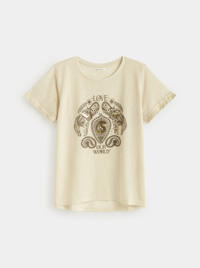 CAMISETA POSICIONAL ELEFANTE Beige