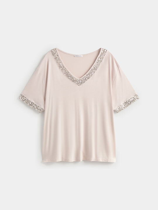 CAMISETA  LENTEJUELAS Crudo image number null