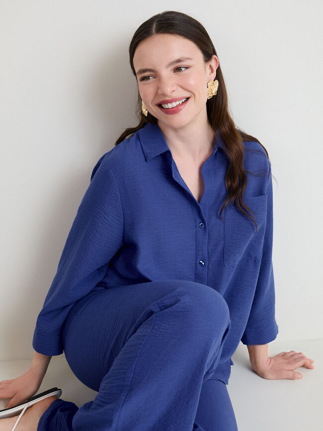 CAMISA R&Uacute;STICA MANGA Azulon