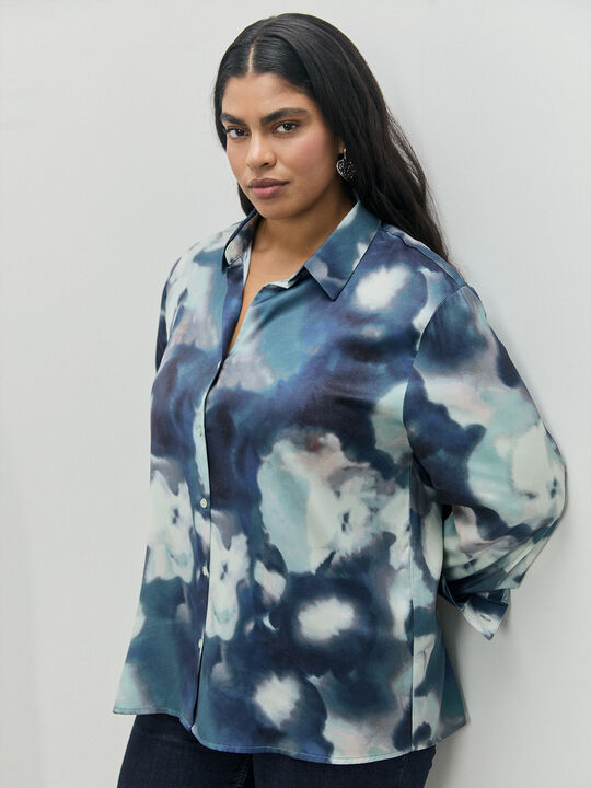 CAMISA SATINADA Azul Medio image number null