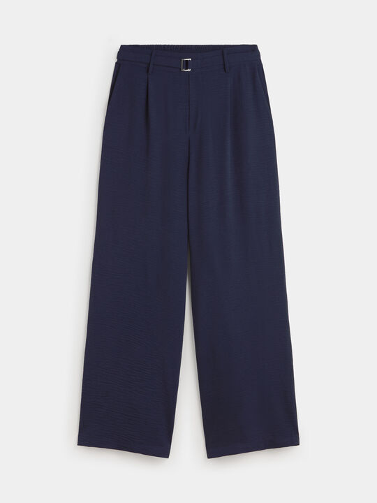 PANTALON ANCHO FLUIDO Azul Marino image number null