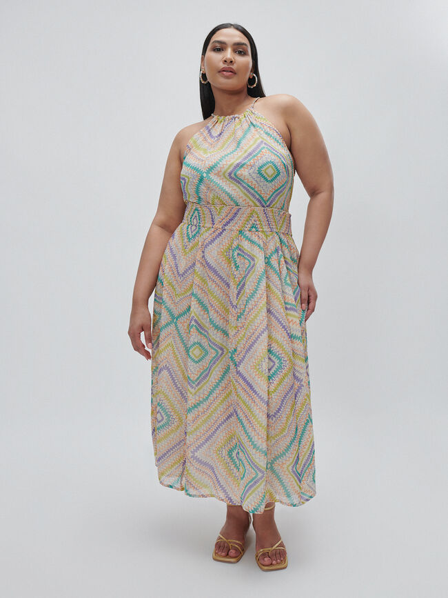 VESTIDO GASA ESTAMPADO Crudo