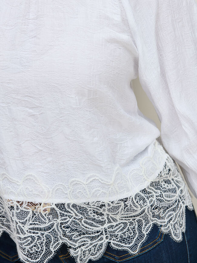 BLUSA JACQUARD ENCAJE Blanco Optico